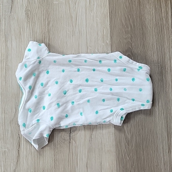 Carter's White & Teal Polka Dot Onesie 3M - Picture 4 of 5